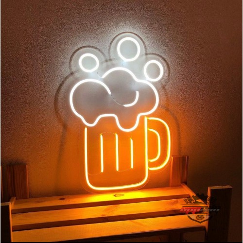 Köpüklü Bira Tasarım Dekoratif Neon Led Tablo, Neon Duvar Tabela